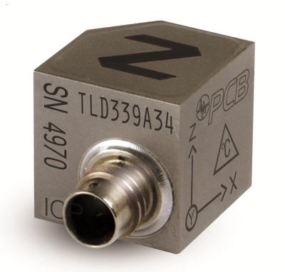 quartz shear triaxial icp® accelerometer, 50 mv/g, 2 to 5k hz, titanium housing, 1/4-28 4-pin, 5-40 stud mount, low temperature coefficient ltc, +325f temp rating, teds 1.0