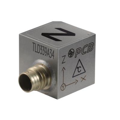 quartz shear triaxial icp® accelerometer, 50 mv/g, 2 to 5k hz, titanium housing, 1/4-28 4-pin, 5-40 stud mount, low temperature coefficient ltc, +325f temp rating, teds 1.0